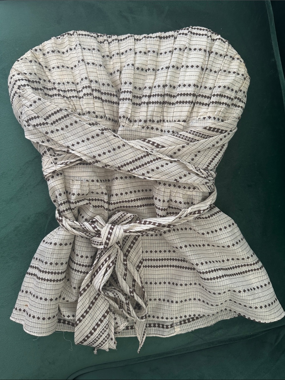 Nanette Lepore Strapless Top in Cream and Brown and Gold
